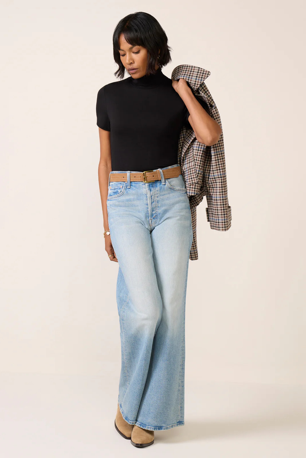 LNA Women's Demi Fitted Mock Neck Top, Size Small, Black | Evereve