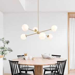 Staggered Glass 6-Light Chandelier (37") - Milk | West Elm (US)