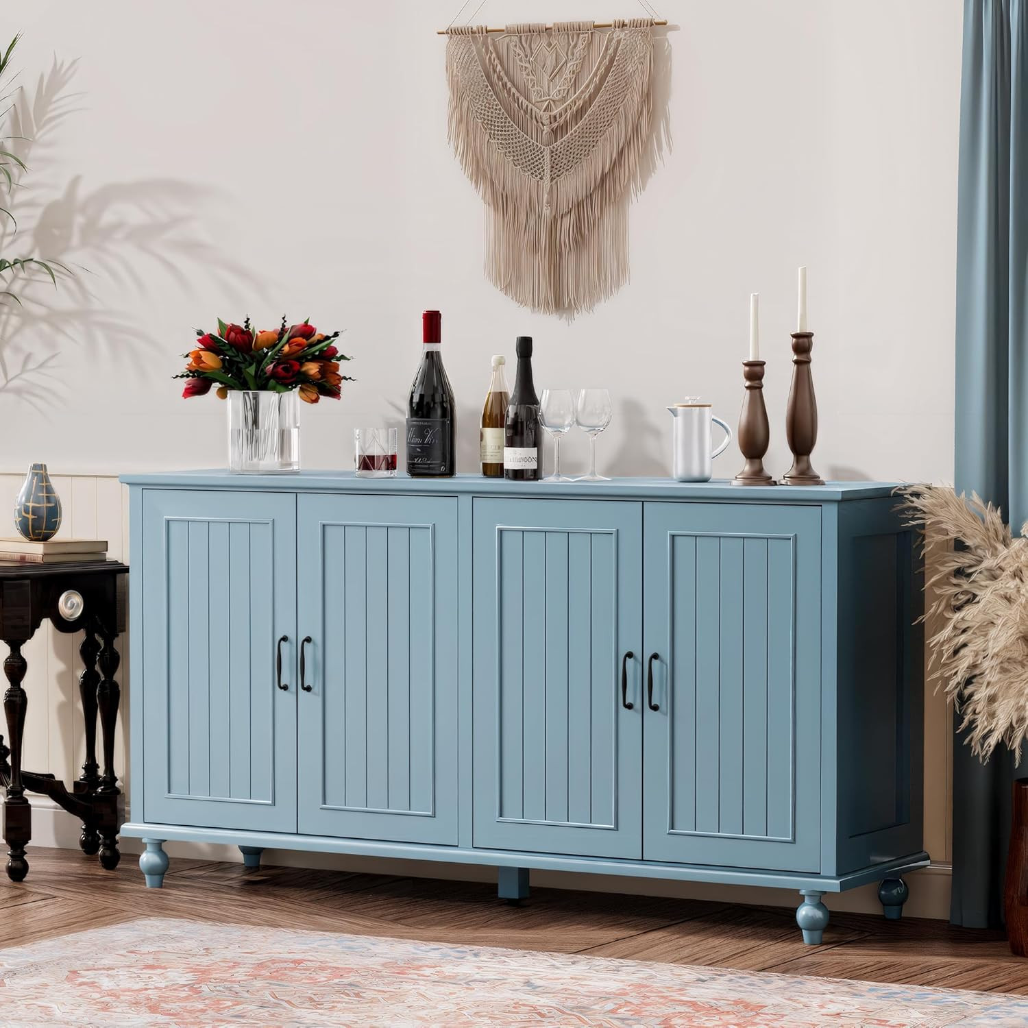 Scurrty Buffet Cabinet with Storage, 62'' Coffee Bar in Kitchen, Buffet with 4 Doors,Sideboard Bu... | Amazon (US)