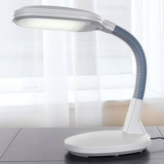 Lavish Home 26 in. LED Desk Lamp, White Sunlight Lamp with Adjustable Gooseneck Arm HD100015 - Th... | The Home Depot