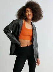 Sculpt Knit Squareneck Cropped Tank - butternut orange | THE YES