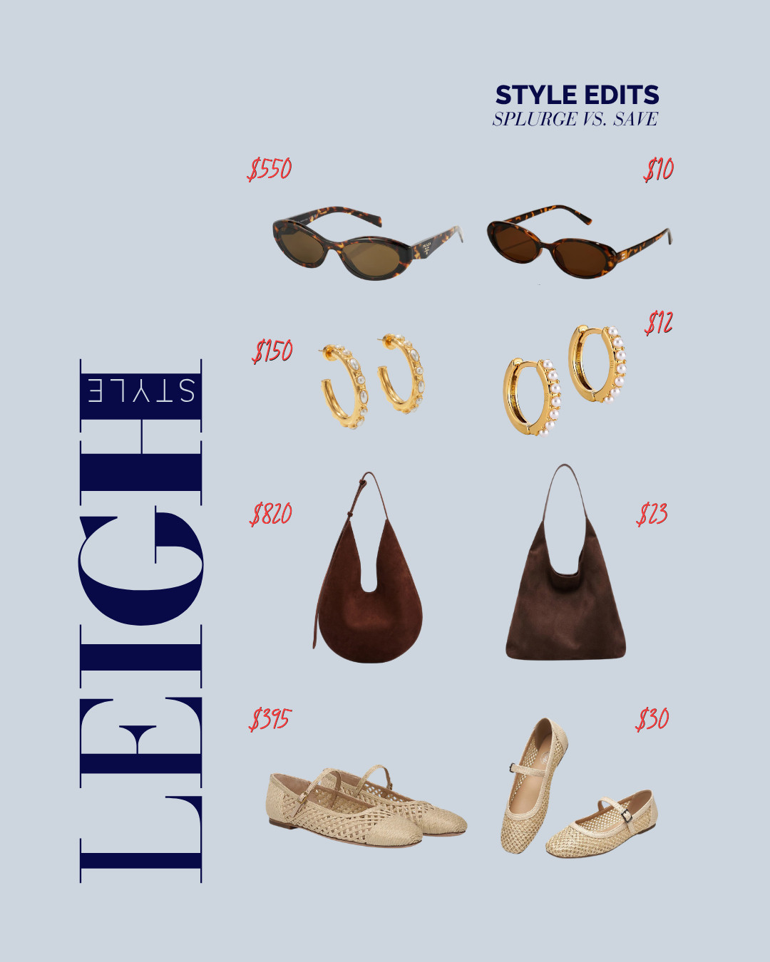 Get the high-end look for less with these chic Splurge vs. Save style comparisons. 

#StyleEdits #SplurgeVsSave #LookForLess #AffordableStyle #StyleOnABudget #LeighStyle #SmartShopping 

 #LTKdayinmylife #LTKBeauty