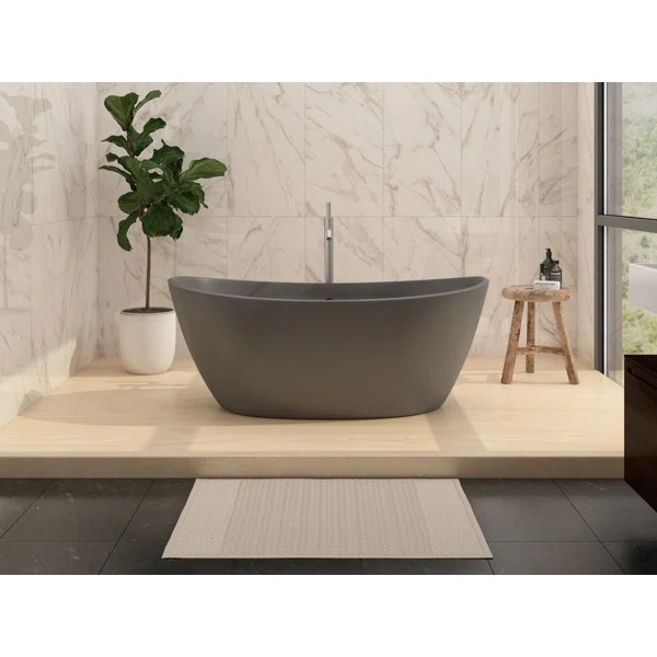 CB-GM-8016S-G Manhattan 59" x 33"  Freestanding Soaking Solid Surface Bathtub | Wayfair North America