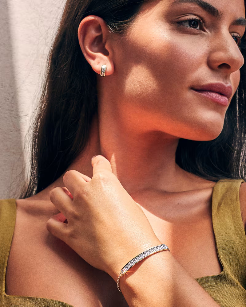 Jack Gold Huggie Earrings in White Crystal | Kendra Scott