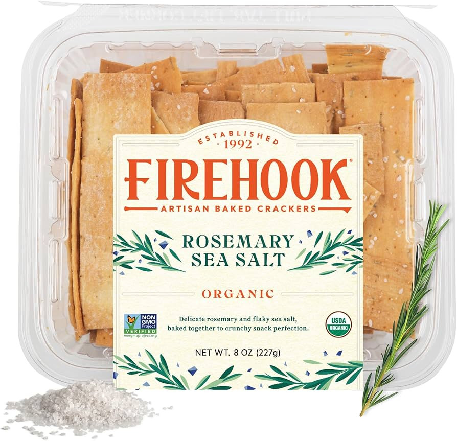 Firehook Rosemary Sea Salt Crackers \u2013 Artisan Baked, Craveably Crunchy \u2013 Organic, Non-G... | Amazon (US)