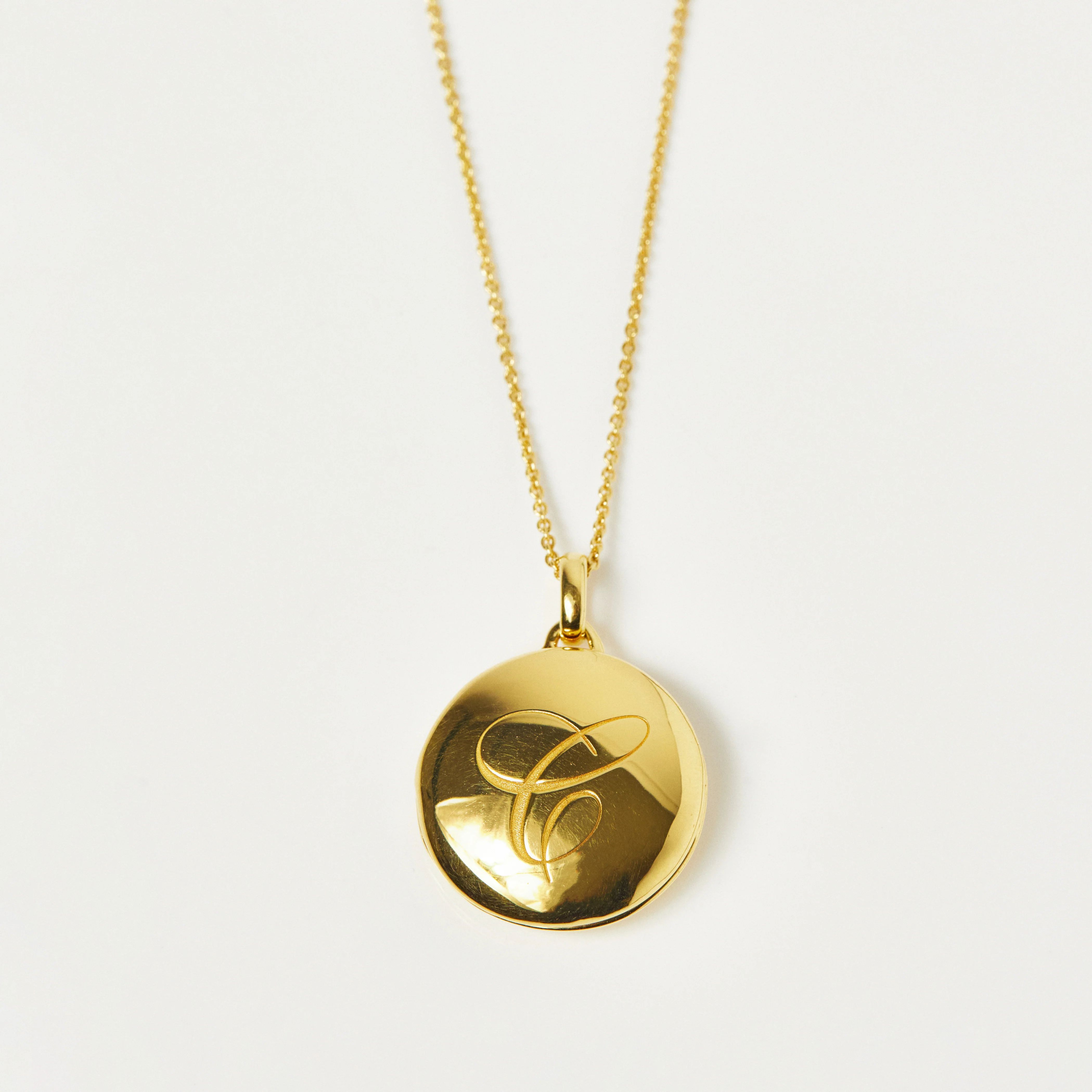 Gold Locket - Engraved Initial Locket Pendant Necklace | Carrie Elizabeth