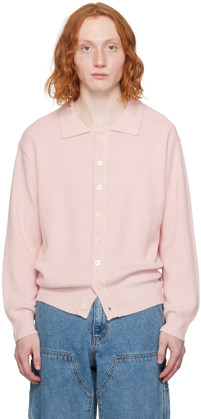 Pink Open Collar Cardigan | SSENSE
