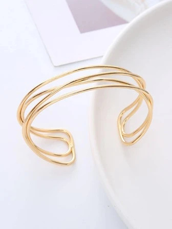 1pc Fashion Zinc Alloy Minimalist Layered Hollow Out Cuff Bangle For Women For Daily Life | SHEIN