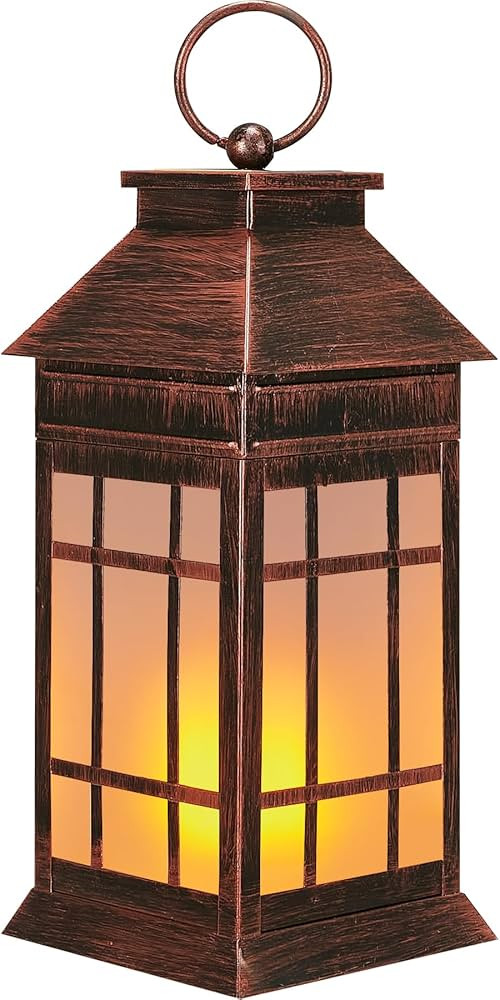 18'' Large Solar Lantern Outdoor Waterproof, Glass Hanging Lanterns Solar with Flickering Flame L... | Amazon (US)