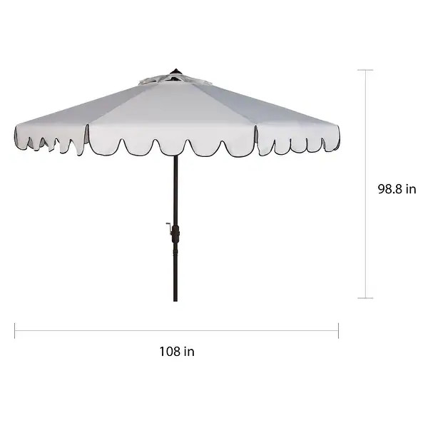 Safavieh Venice Single-scallop 8.5-ft. Crank White/Black Outdoor Umbrella | Bed Bath & Beyond