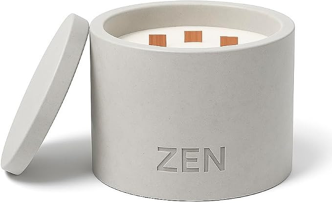 Zen Concrete Candle with Lid – Neroli Citrus Green Tea – 100% Beeswax, Minimalist Jar, Wooden... | Amazon (US)