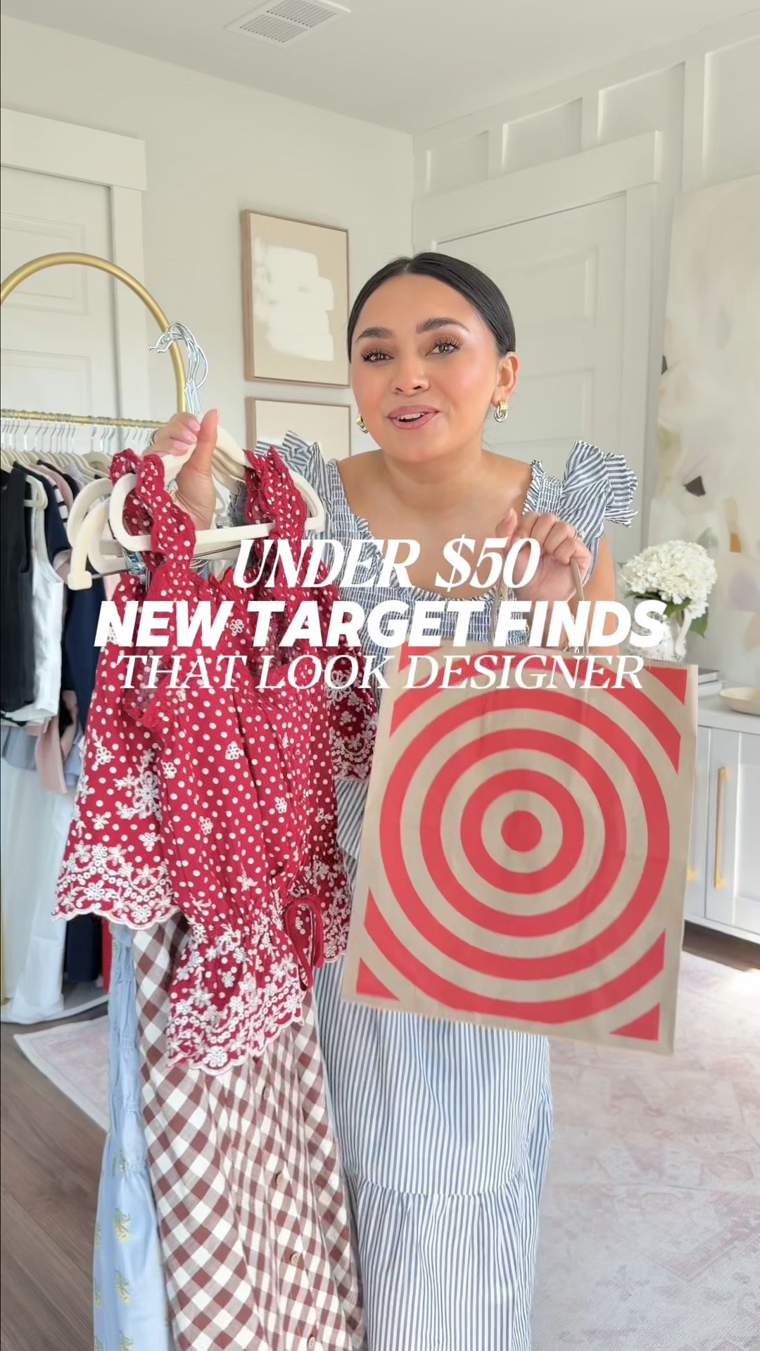 Target New Arrivals - Designer Look but Under $50!
For reference: I’m 5’0, petite, 32b bra size, and 2/26 in bottoms, pear shaped. 
*Everything I share is unaltered! TTS means true to size. Between size 5-6.5 in shoes

Blue smocked dress size xxs regular TTS

Blue floral strapless dress size xs TTS
Clear heels size 5 TTS
Navy sweater size xs TTS

Red eyelet top size xxs TTS
Red eyelet skort size xs TTS
White boots - old, similar linked

Brown gingham dress size xs TTS
Clear heels size 5 TTS

White top size xs TTS
Brown skirt size xs TTS
Clear sandals size 5 TTS

White dress size xs TTS
Brown sandals are Hermes, similar linked

target finds 
vacation outfits 
summer fashion
date night 
concert outfit

#LTKgrwm #LTKootd #LTKPetite