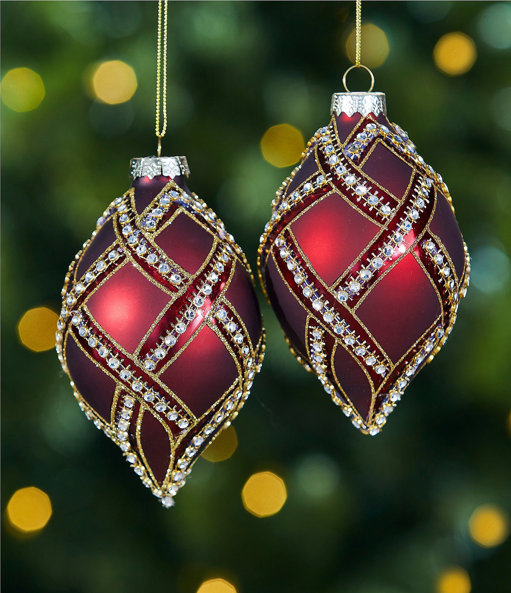Home for the Holidays Collection Rhinestone Finial Ornament 2-Piece Set | Dillard's