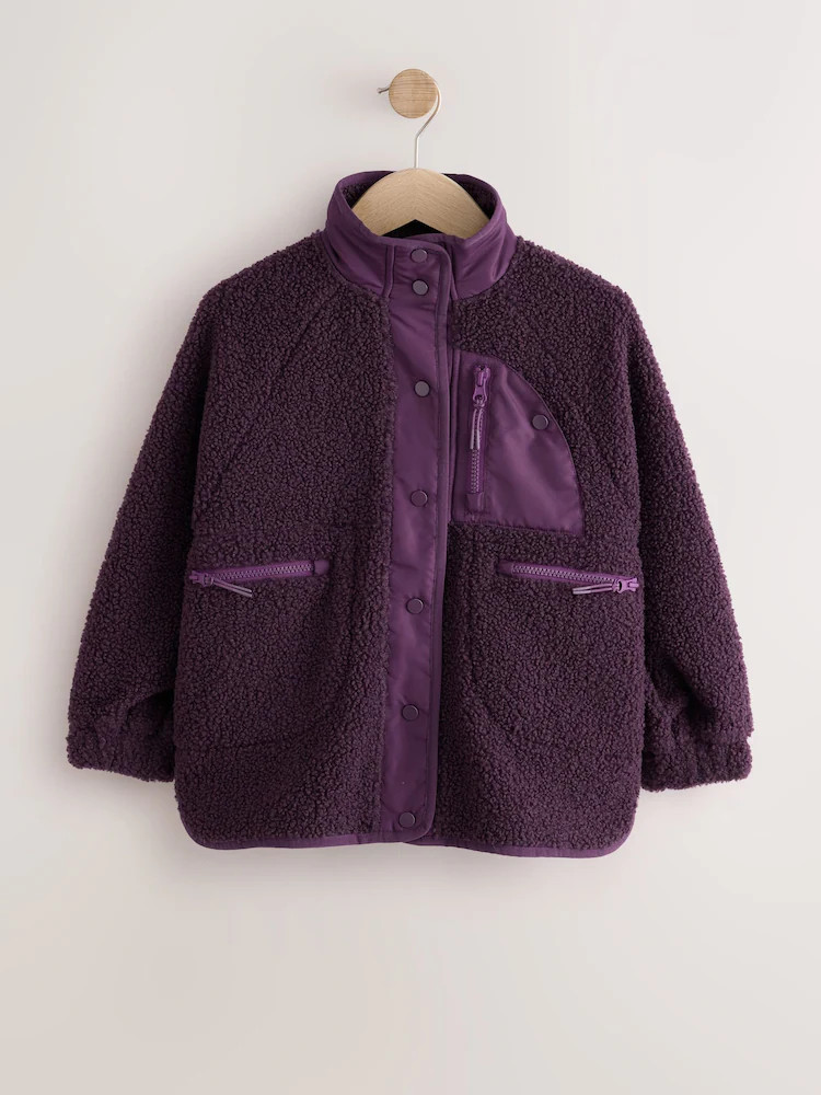 Berry Pink Button Up Fleece Jacket (3-16yrs) | Next US