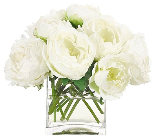 14" Peony in Cube Vase, Faux | One Kings Lane