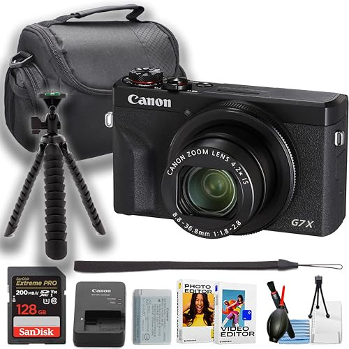 Canon PowerShot G7 X Mark III Digital Camera (Black) + 128GB Extreme Pro Memory Card + Camera Case + More (10pc Bundle) (Renewed) | Amazon (US)
