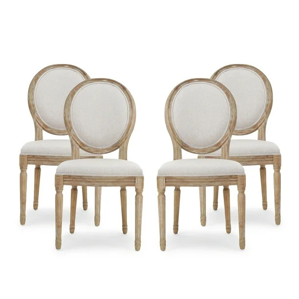 Noble House Karter French Country Fabric Dining Chairs, Set of 4, Beige, Natural - Walmart.com | Walmart (US)
