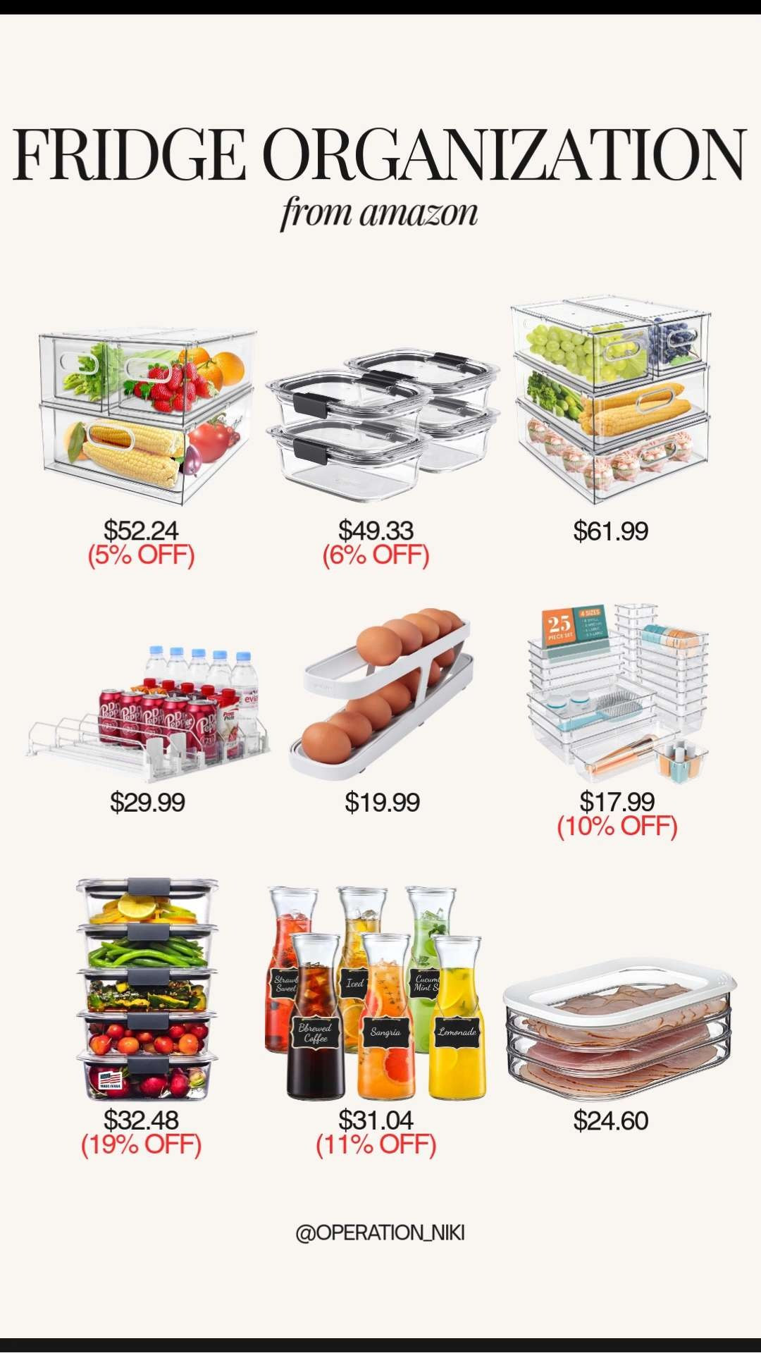 Fridge organization from Amazon that makes everything easier to see and grab 🧊✨ A simple way to keep food fresh, reduce clutter, and stay on top of weekly resets. Small changes that make a big difference in daily routines.

Follow for more @OPERATION_NIKI on IG, TikTok, & Facebook

#fridgeorganization #homeorganization #amazonfinds #kitchenorganization #organizedhome #homeessentials #pantryorganization #amazonhome #organizationinspo #operationniki 

 #LTKHome #LTKSaleAlert