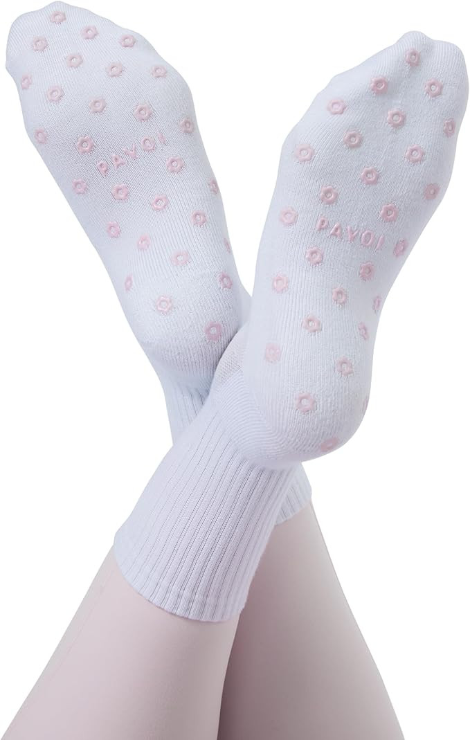PAVOI ACTIVE Pilates Socks with Grips for Women - One Size Non Slip Quarter-Crew Grip Socks for Y... | Amazon (US)