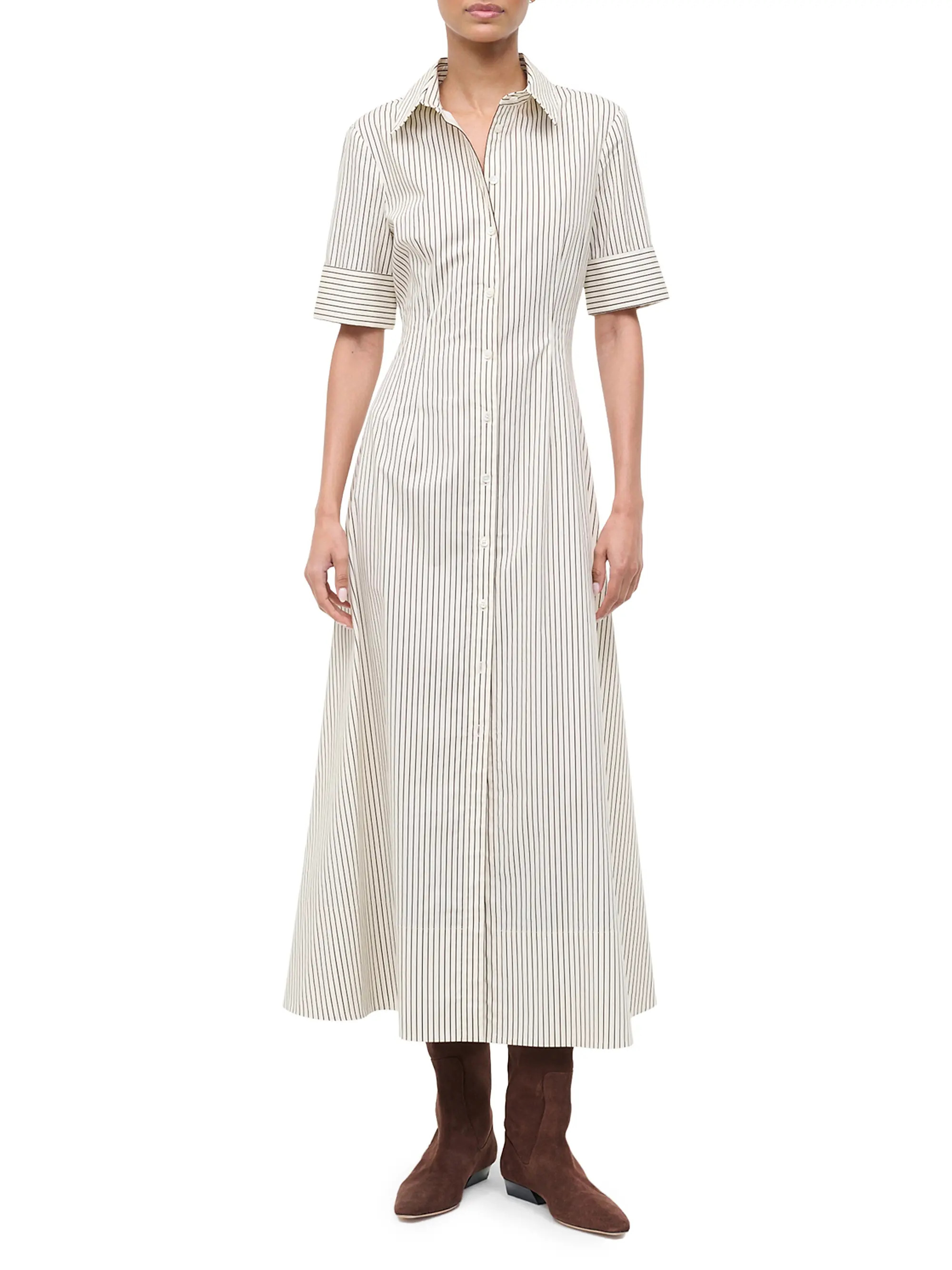 Staud Joan Striped Stretch-Cotton Maxi Shirtdress | Saks Fifth Avenue | Saks Fifth Avenue