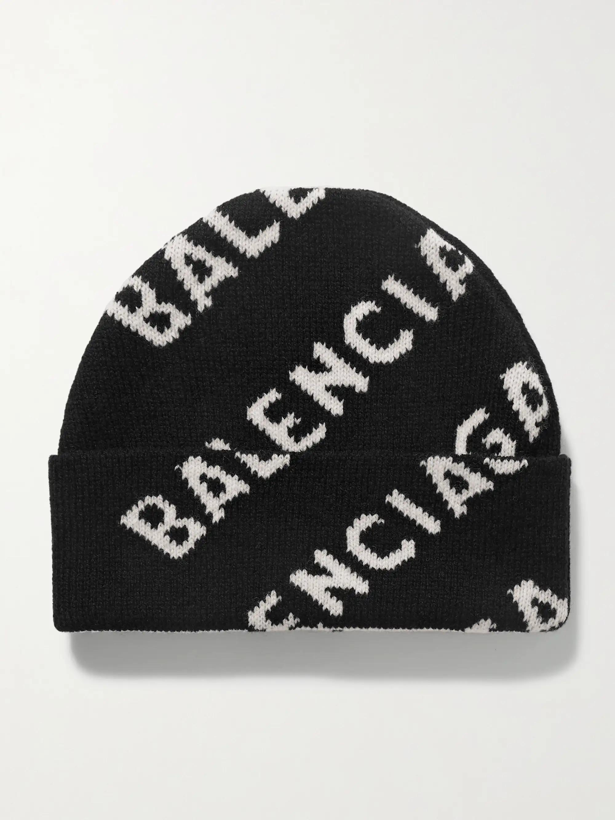 Black Wool-blend jacquard beanie | BALENCIAGA | NET-A-PORTER | NET-A-PORTER (US)