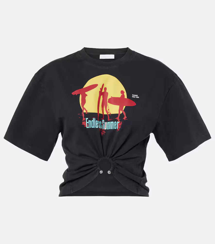 Rabanne Printed cropped cotton jersey T-shirt | Mytheresa (US/CA)