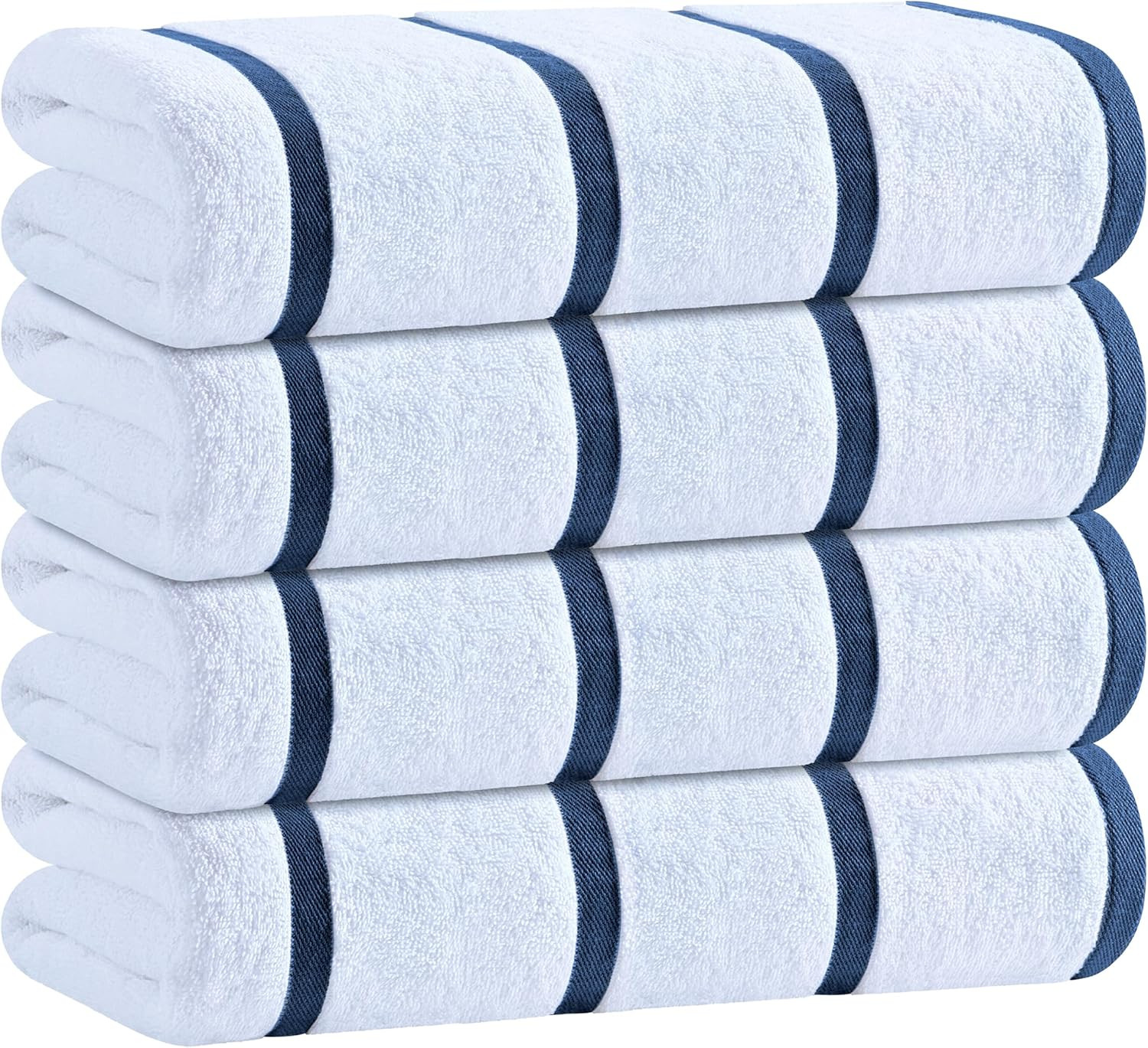 White Classic Cotton Pool Towels Oversized 30 x 60 Inches, Ultra Absorbent and Low Lint Striped B... | Amazon (US)