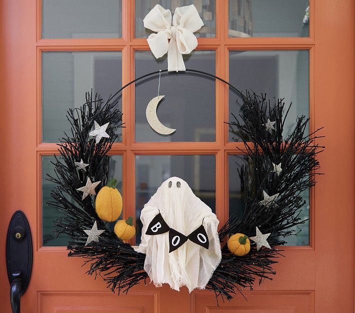 Light-Up Boo Ghost Demi Wreath | Pottery Barn Kids