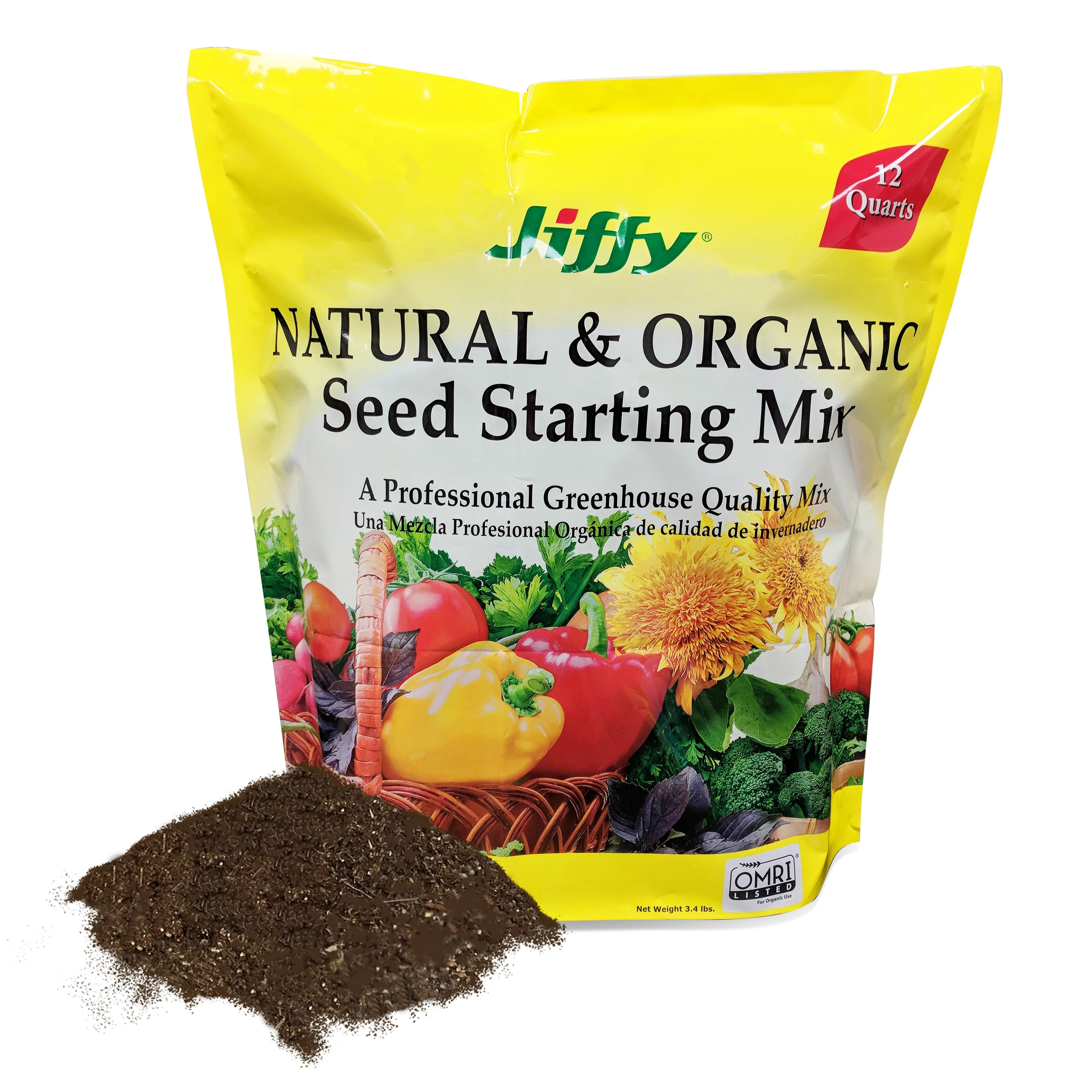 Jiffy Natural & Organic Seed Starter Mix, 12 QT, Garden Soil | Walmart (US)