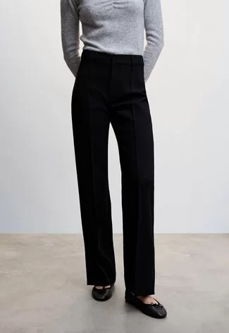 Calça Mango Reta Alfaiataria Preta | Dafiti (BR)