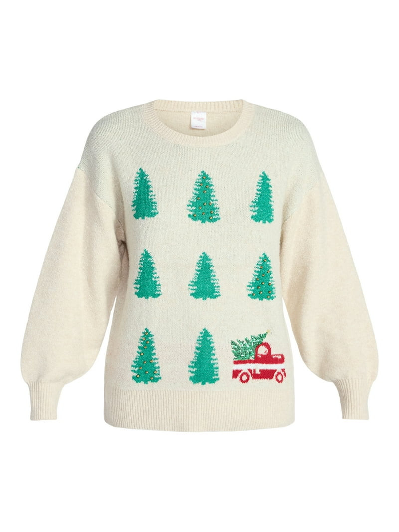 Holiday Time Women's and Women's Plus Pretty Christmas Sweater, Sizes XXS-3X - Walmart.com | Walmart (US)