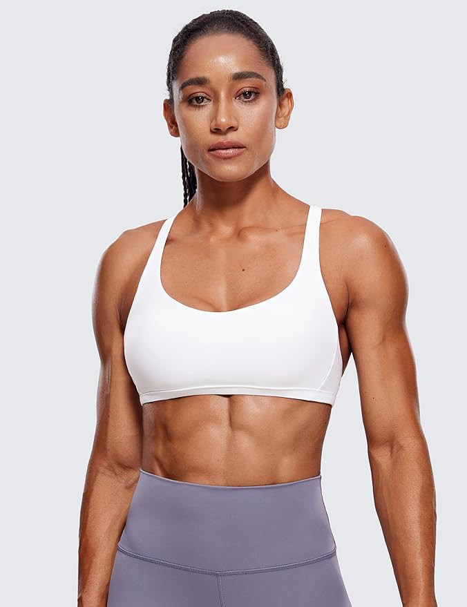 CRZ YOGA Women's Removable Pads Yoga Top Cross Strappy Back Gym Sports Bra | Amazon (UK)