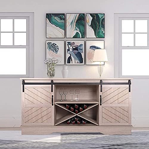 58" Modern Farmhouse Wood TV Stand with Sliding Barn Door,Media Console Entertainment Center,for ... | Amazon (US)