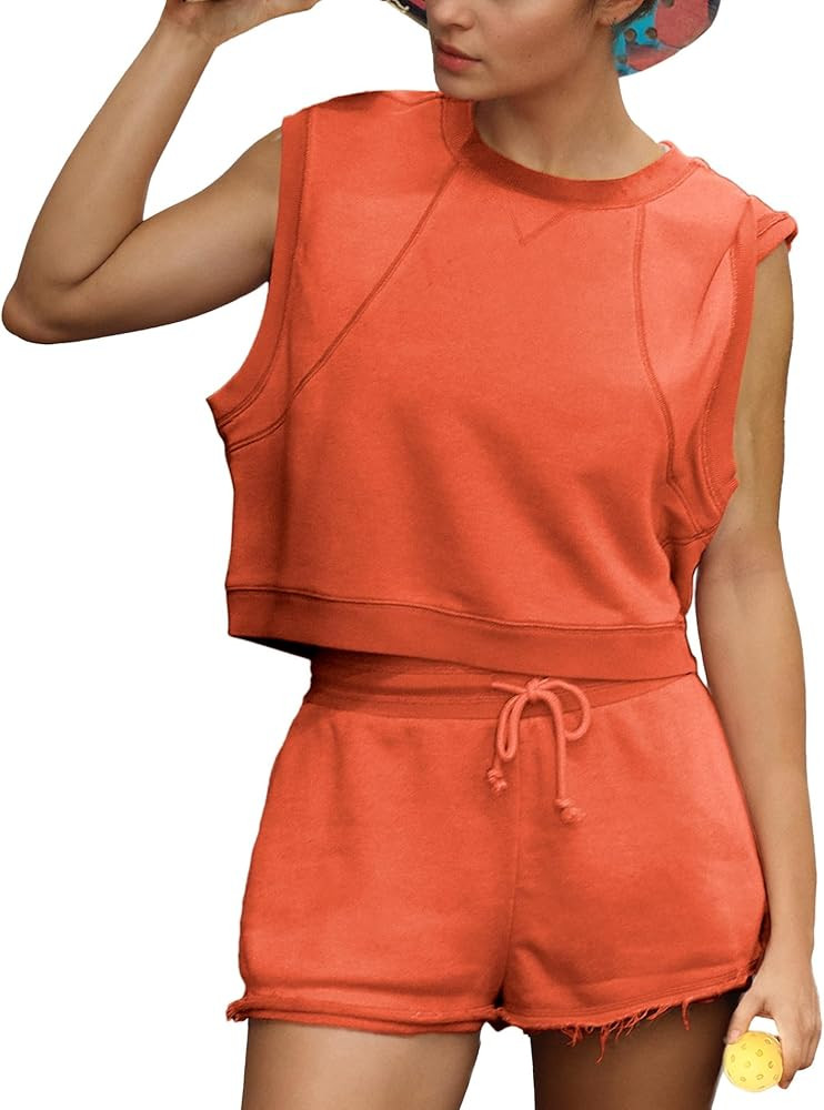 Songling Two Piece Sets for Women Summer Short Workout Tank Tops and Shorts Matching Set Outfits ... | Amazon (US)