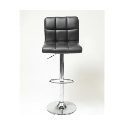 2pcs Swivel Faux Leather Hydraulic Bar Stool, Adjustable, Black, Chromed Base, 360 Degree Swivel, Footrest, Comfortable Seat, For Home & Office Black | Wayfair North America