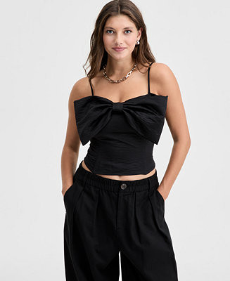 Woven Solid Bow Bandeau Top, Macy's Exclusive | Macy's