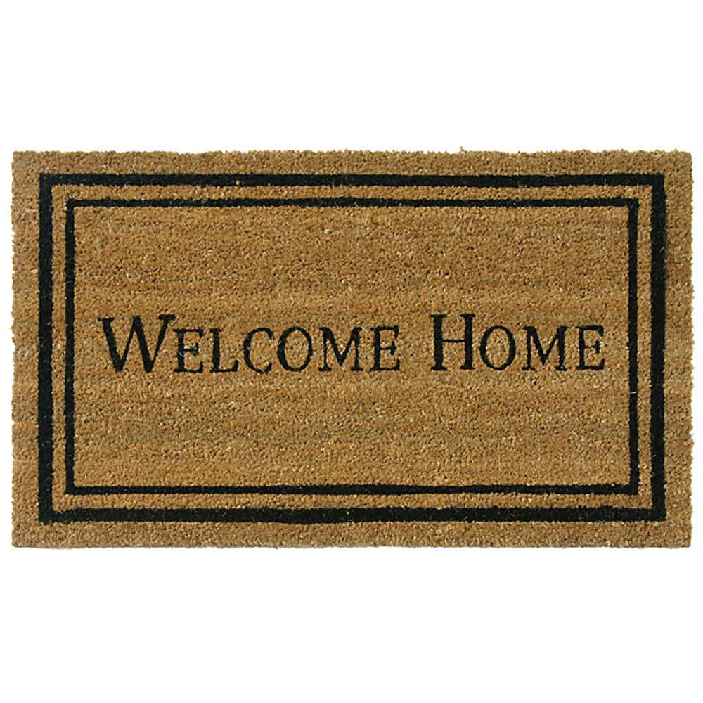 Rubber-Cal Contemporary Welcome Home 18 in. x 30 in. Mat, Black-Brown | The Home Depot