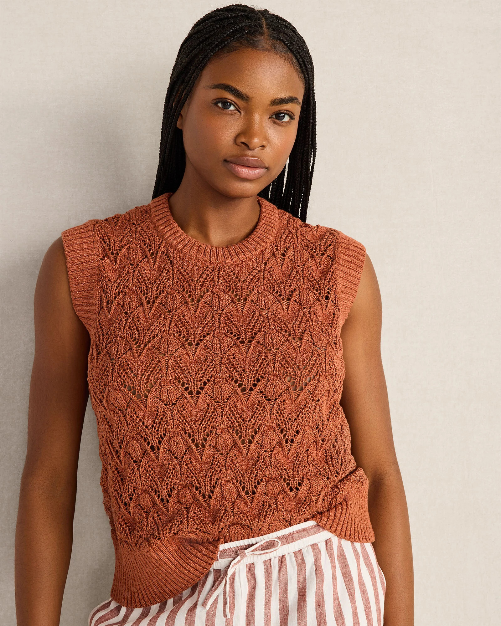 Organic Cotton Chain Pointelle Sweater Vest | Talbots