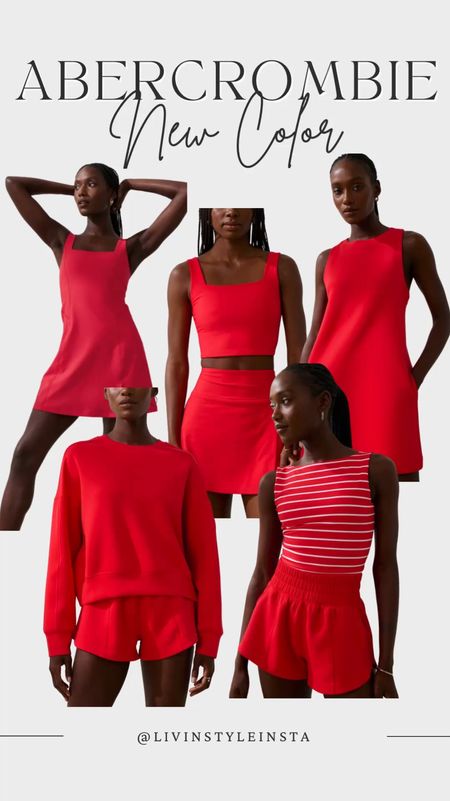 Abercrombie's YPB line has some new arrivals in their fun red color! The perfect bright color for summer! Active dress, crew neck, active tanks, skirts and shorts 

#LTKActive #LTKFitness #LTKVideo