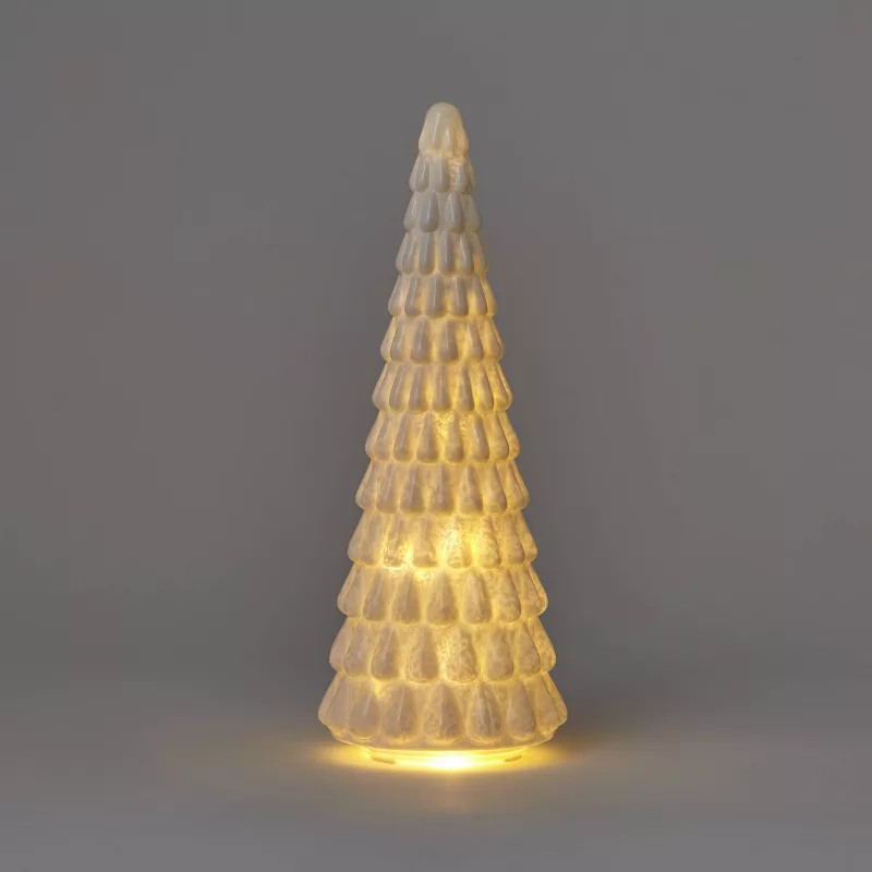 15" Lit Glass Christmas Tree Decorative Figurine White - Wondershop™ | Target