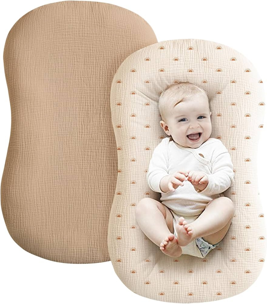 Konssy Muslin Baby Lounger Cover 2 Pack, 100% Cotton Newborn Lounger Cover, Soft and Breathable L... | Amazon (US)