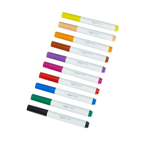 Amazon Basics Colored Markers Pack of 10, Broad Line Washable Markers, Multicolored for Drawing, School | Amazon (US)