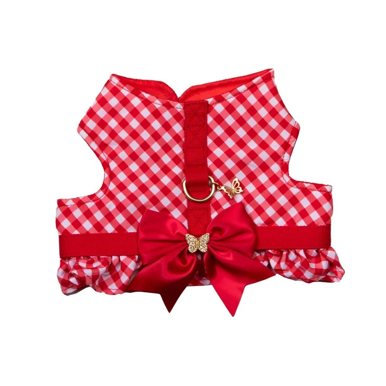 Dog Walking Pet Harness, Gingham Dog Harness with Bow, Dolly Parton, Red, Small | Walmart (US)