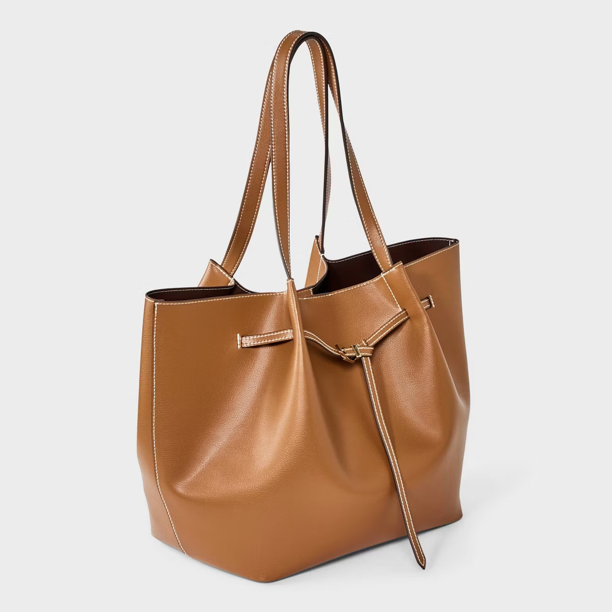 Belted Pinched Handle Tote Handbag - A New Day™ Brown | Target