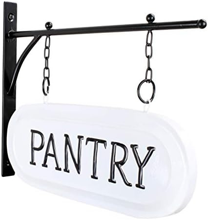 AuldHome Metal Hanging Pantry Sign, White Enamelware Iron 2-Sided Rustic Farmhouse Decor | Amazon (US)