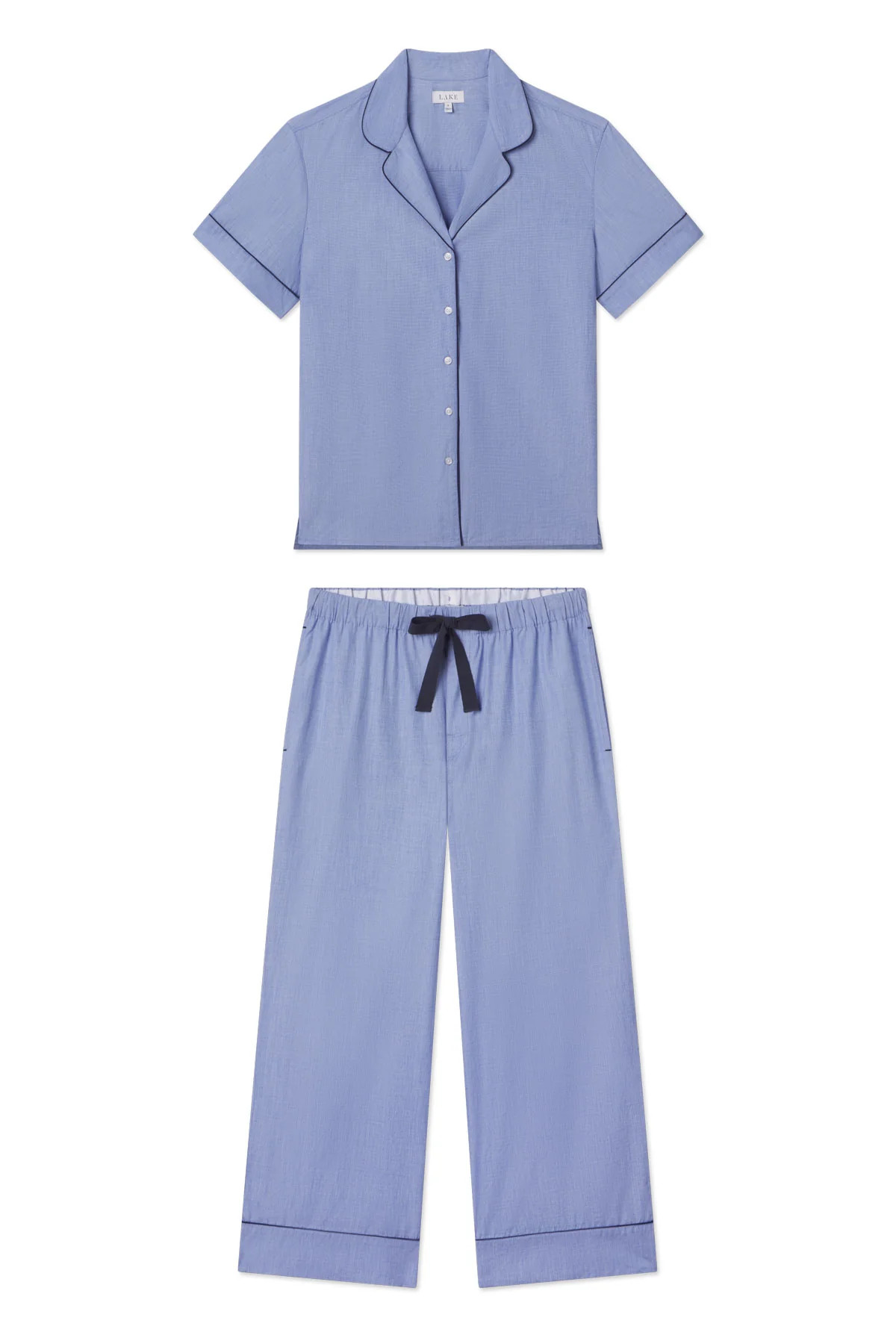 Poplin Chloe Pajama Set in Oxford Blue | Lake Pajamas