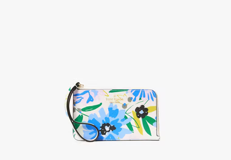 Kate Spade Lucy Floral Small L-Zip Wristlet, Cream | Kate Spade Outlet