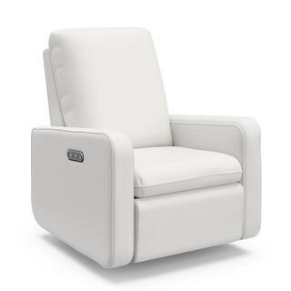 Teddi Ivory Basketweave Power Recliner Swivel Glider with USB | The Home Depot