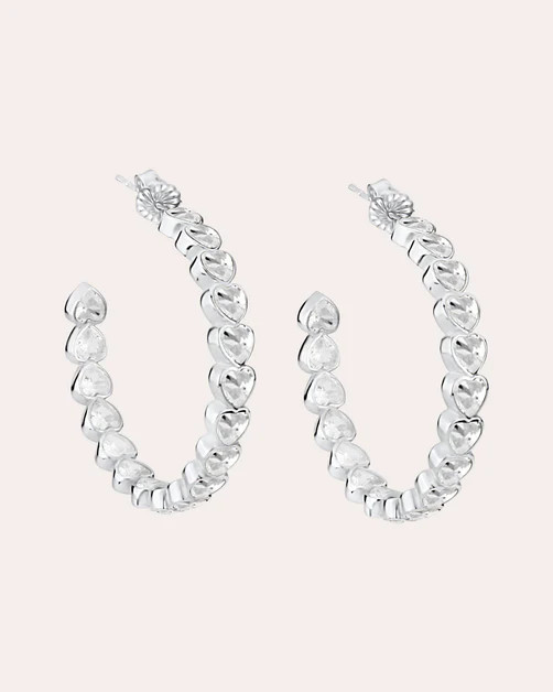 Bezel Heart Hoop Earrings | Olivela