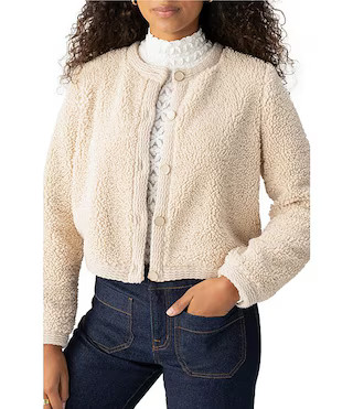 Sanctuary Cozy Sherpa Round Neck Long Sleeve Button Front Cardigan | Dillard's | Dillard's